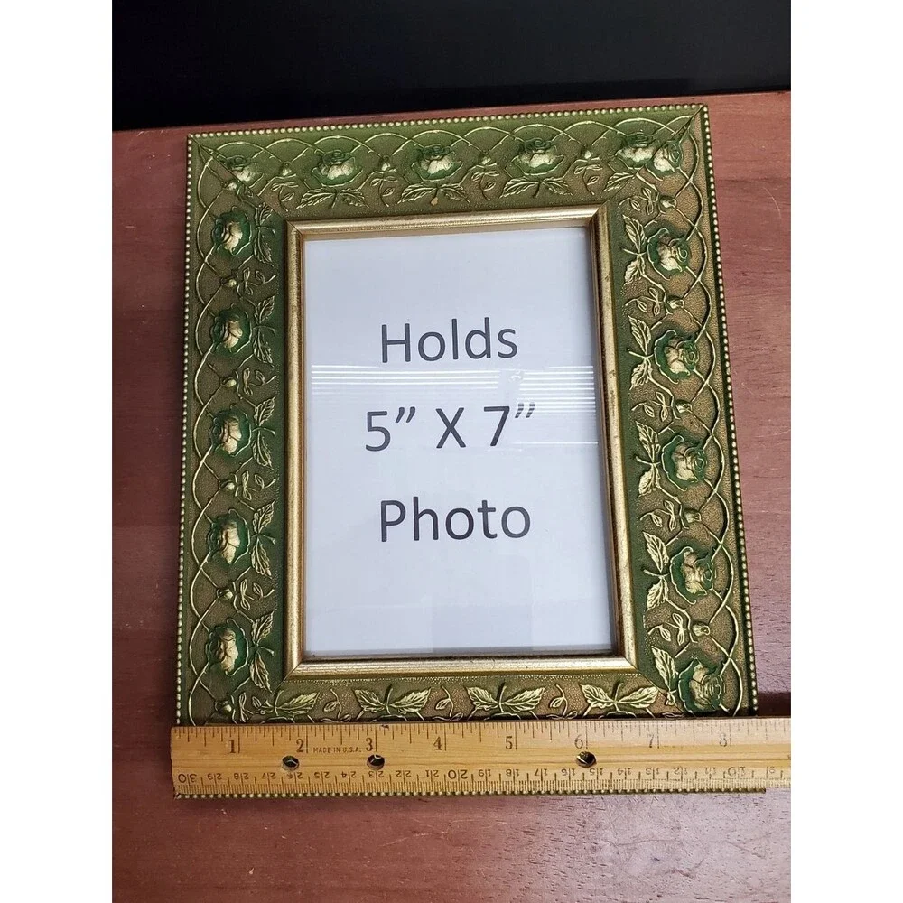 Vintage Decorative Gold and Green Picture Photo Frame 5